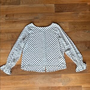 Polka Dot Long Sleeve Women's Business Casual Top with Buttons Down the Back